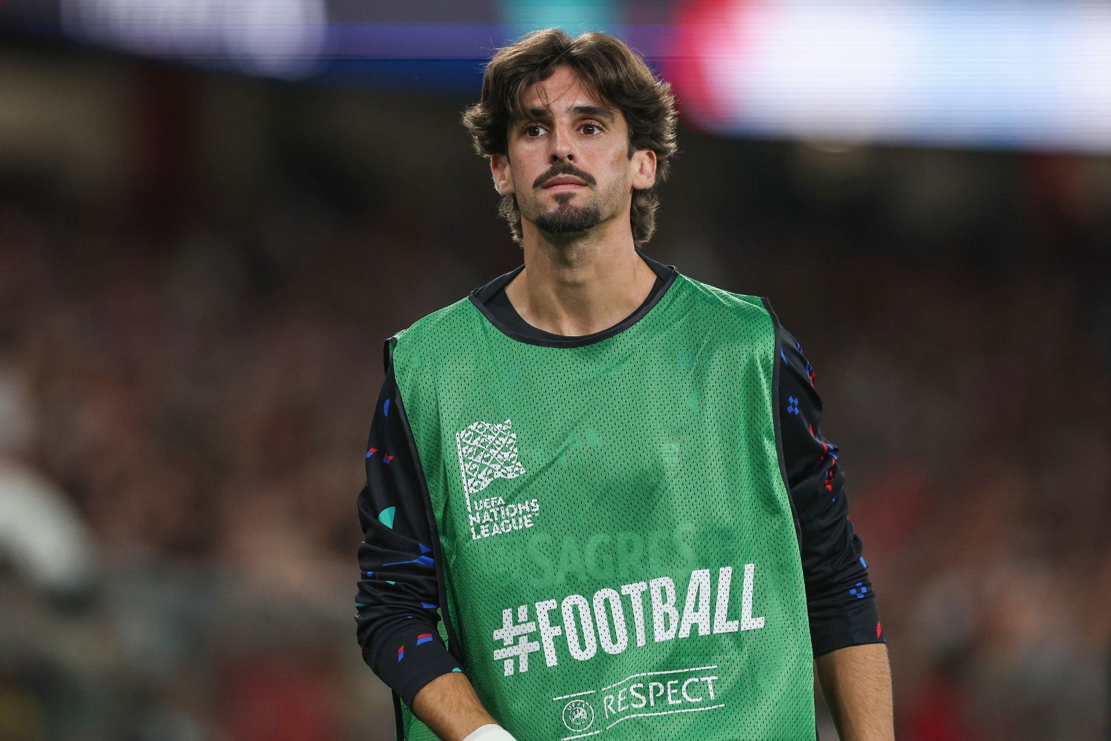 LISBON, PORTUGAL - SEPTEMBER 8: Francisco Trincao of Portugal warms up prior to the UEFA Nations League 2024/25 League A Group A1 match between Portugal and Scotland at Estadio da Luz on September 8, 2024 in Lisbon, Portugal.