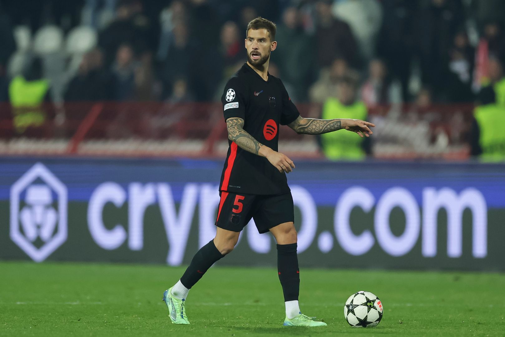BELGRADE, SERBIA - NOVEMBER 6: Inigo Martinez of Barcelona in action during the UEFA Champions League 2024/25 League Phase MD4 match between FK Crvena Zvezda and FC Barcelona at Stadium Rajko Mitic on November 6, 2024 in Belgrade, Serbia.