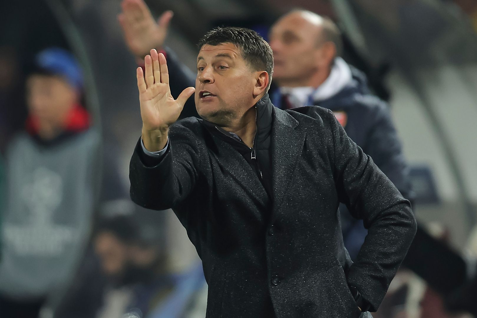 BELGRADE, SERBIA - NOVEMBER 6: Head coach Vladan Milojevic of Crvena Zvezda reacts during the UEFA Champions League 2024/25 League Phase MD4 match between FK Crvena Zvezda and FC Barcelona at Stadium Rajko Mitic on November 6, 2024 in Belgrade, Serbia.