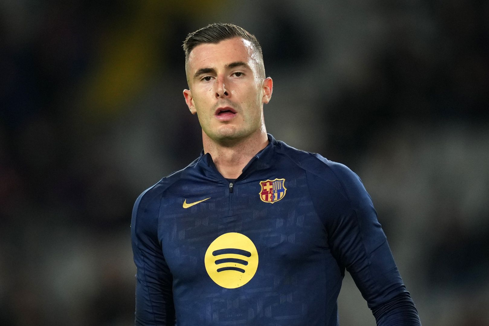 BARCELONA, SPAIN - NOVEMBER 26: Inaki Pena of FC Barcelona looks on in warm ups prior to the UEFA Champions League 2024/25 League Phase MD5 match between FC Barcelona and Stade Brestois 29 at Estadi Olimpic Lluis Companys on November 26, 2024 in Barcelona, Spain.