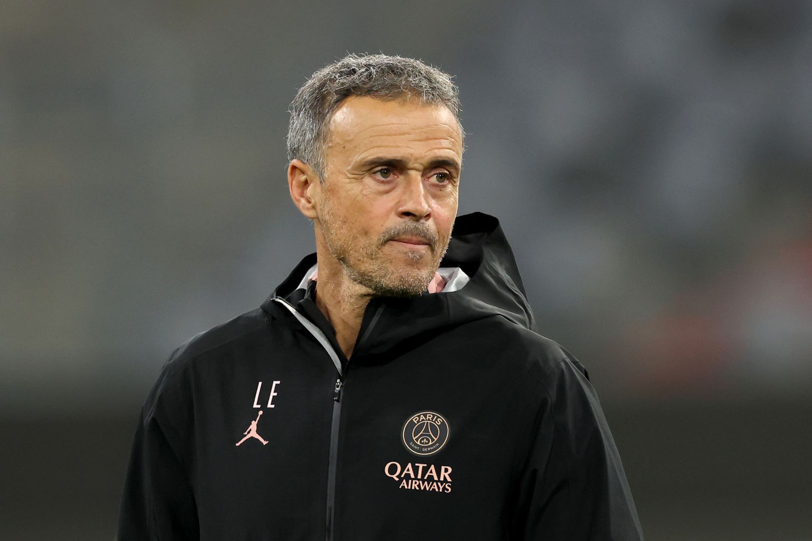 MUNICH, GERMANY - NOVEMBER 25: Luis Enrique, head coach of PSG looks on during the UEFA Champions League 2024/25 League Phase MD5 training session at Football Arena Munich on November 25, 2024 in Munich, Germany.