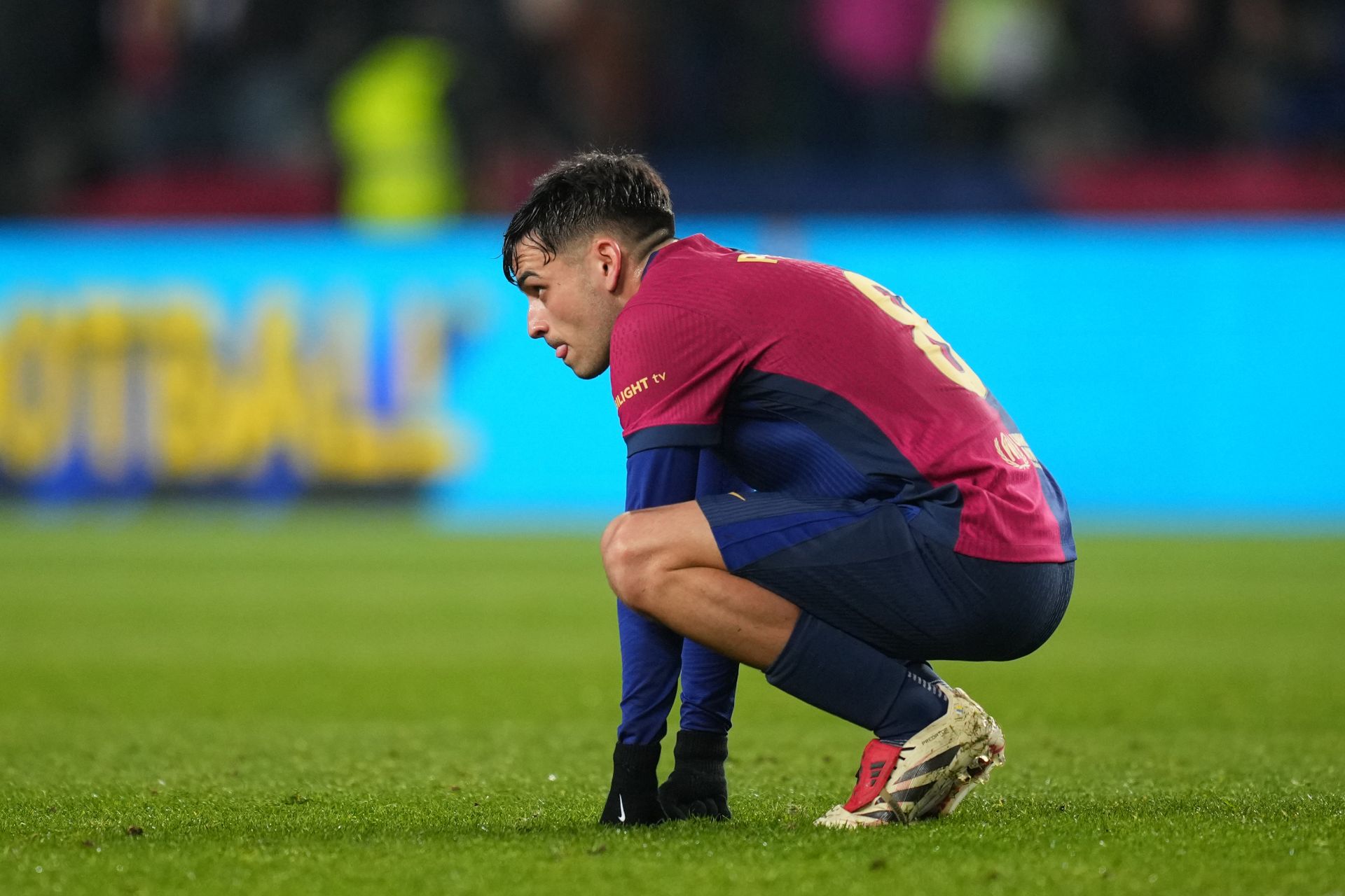 BARCELONA, SPAIN - DECEMBER 15: Pedri of FC Barcelona looks dejected during the LaLiga match between FC Barcelona and CD Leganes at Estadi Olimpic Lluis Companys on December 15, 2024 in Barcelona, Spain.