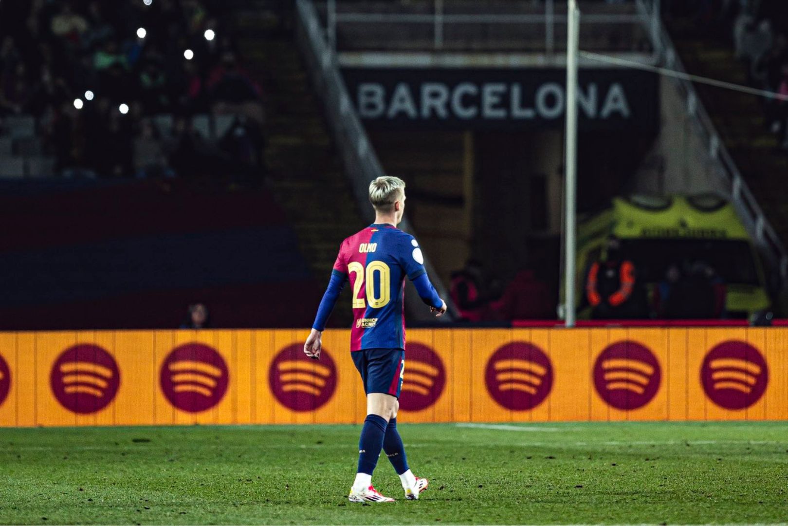 BARCELONA, SPAIN - JANUARY 15: Dani Olmo of FC Barcelona in action during the Copa del Rey Round of 16 match between FC Barcelona and Real Betis at Estadi Olimpic Lluis Companys on January 15, 2025 in Barcelona, Spain.