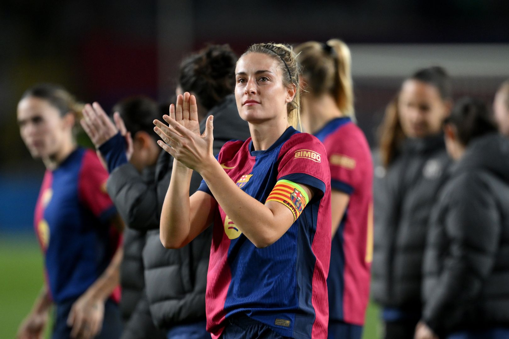 BARCELONA, SPAIN - DECEMBER 18: Alexia Putellas of FC Barcelona applauds the fans after the team's victory in the UEFA Women's Champions League match between FC Barcelona and Manchester City at Estadi Johan Cruyff on December 18, 2024 in Barcelona, Spain.