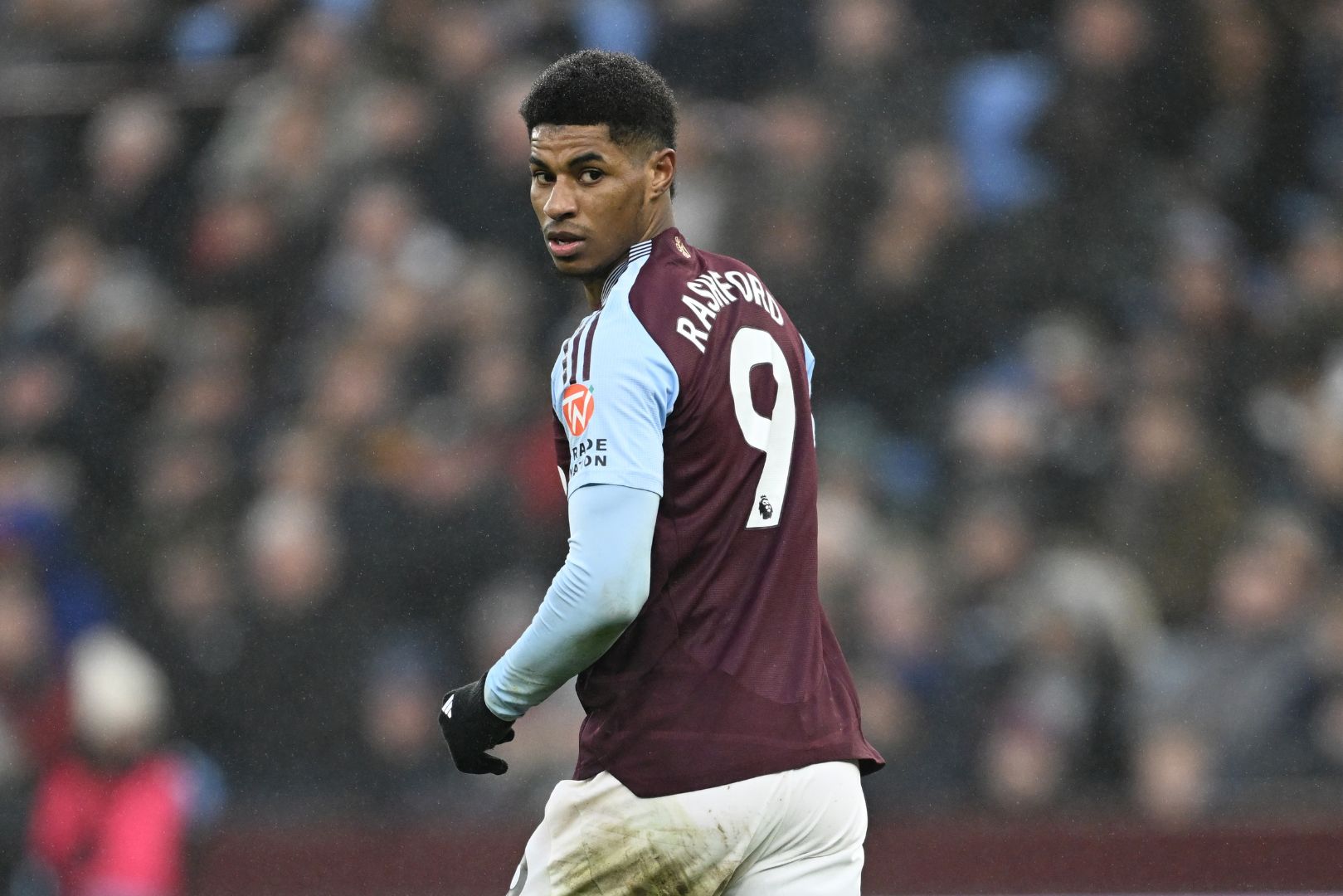 BIRMINGHAM, ENGLAND - FEBRUARY 15: Marcus Rashford of Aston Villa during the Premier League match between Aston Villa FC and Ipswich Town FC at Villa Park on February 15, 2025 in Birmingham, England.