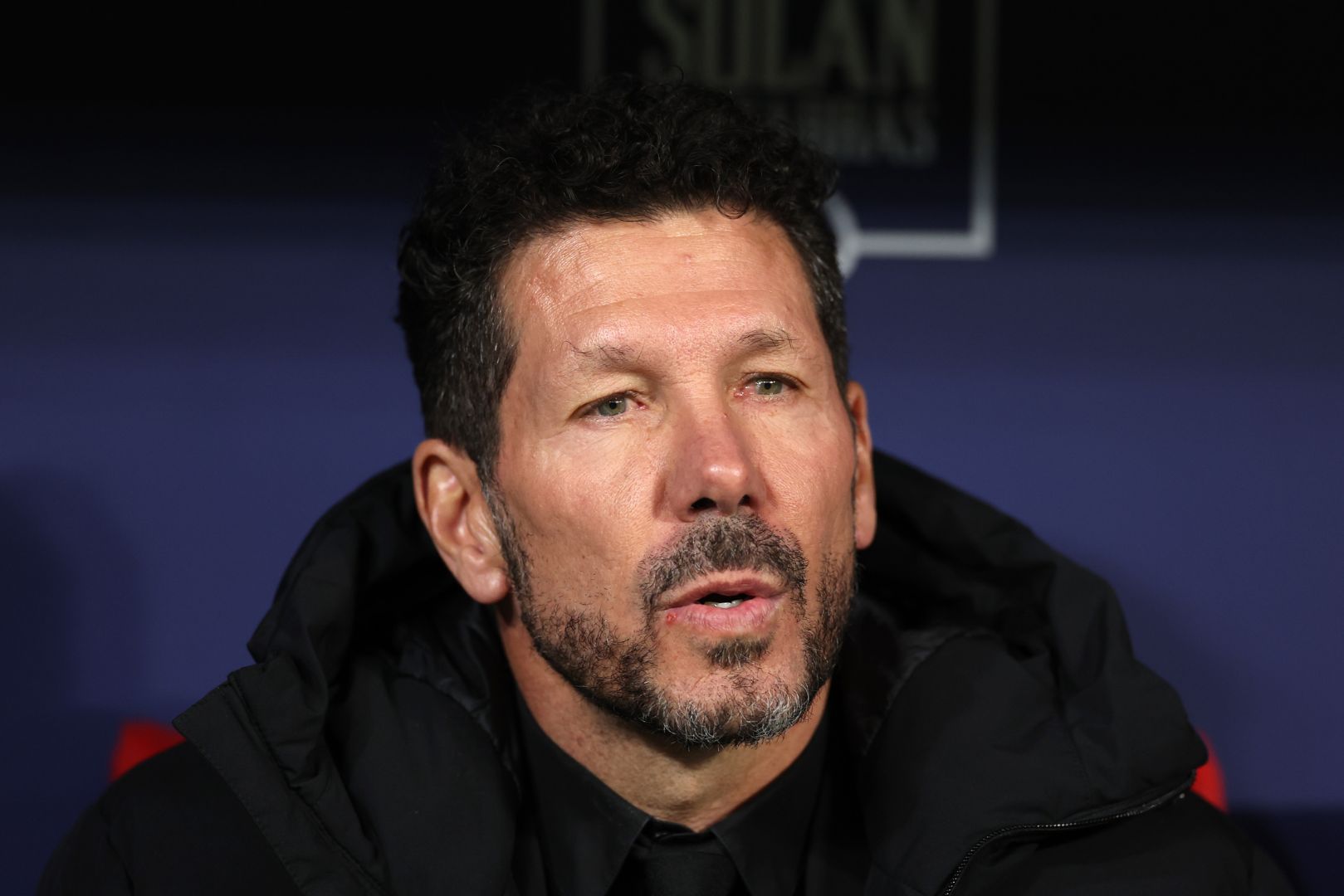 MADRID, SPAIN - MARCH 16: Diego Simeone, Head Coach of Atletico de Madrid, looks on prior to the La Liga EA Sports match between Atletico de Madrid and FC Barcelona at Riyadh Air Metropolitano on March 16, 2025 in Madrid, Spain.