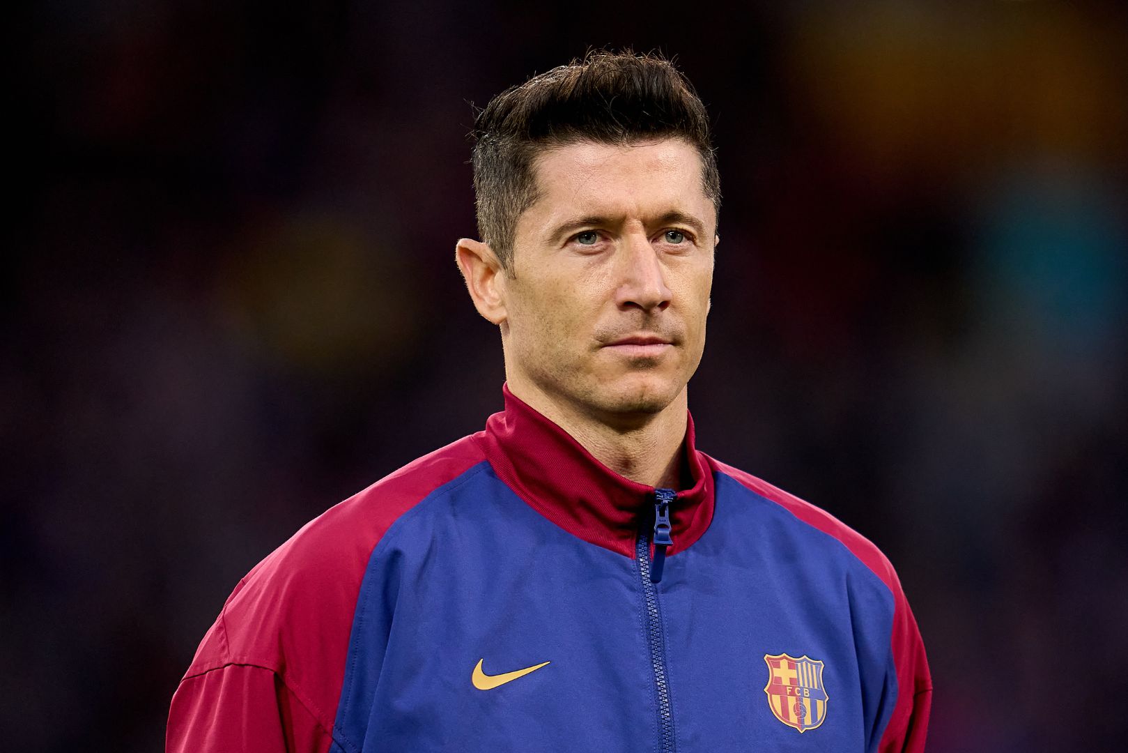 BARCELONA, SPAIN - MARCH 11: Robert Lewandowski of FC Barcelona looks on during the UEFA Champions League 2024/25 UEFA Champions League 2024/25 Round of 16 Second Leg match between FC Barcelona and SL Benfica at on March 11, 2025 in Barcelona, Spain.