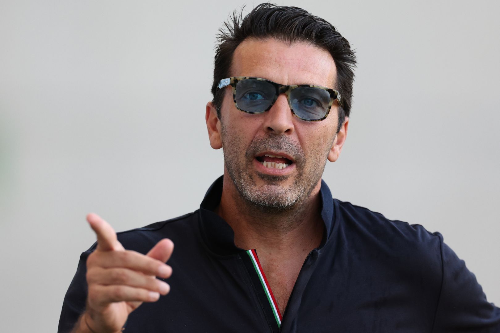 BUDAPEST, HUNGARY - SEPTEMBER 07: Head of Italy delegation Gianluigi Buffon reacts during a Italy training session at Bozsik Stadion on September 07, 2024 in Budapest, Hungary.