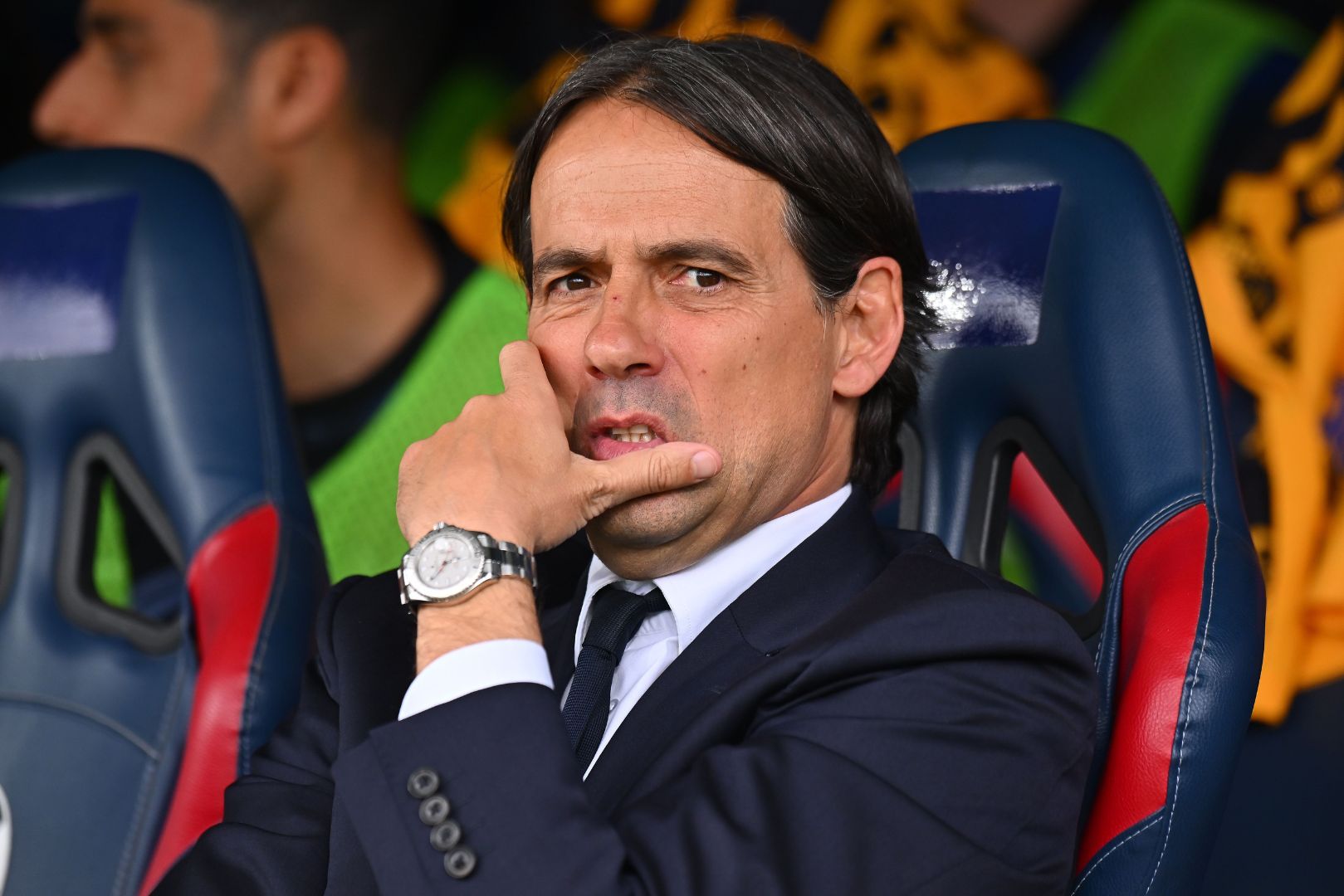 BOLOGNA, ITALY - APRIL 20: Simone Inzaghi head coach of FC Internazionale during the Serie A match between Bologna and FC Internazionale at Stadio Renato Dall'Ara on April 20, 2025 in Bologna, Italy.