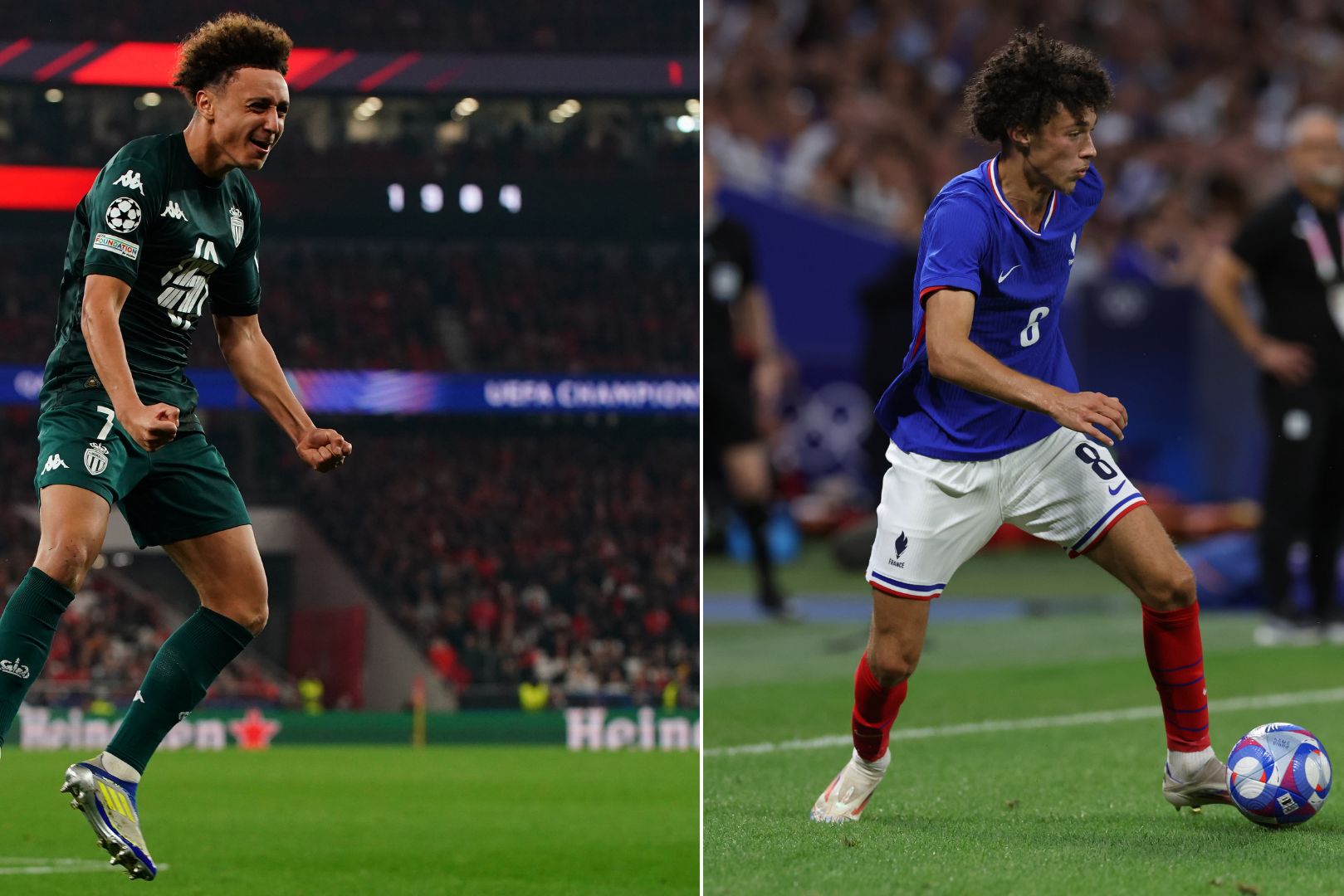 LYON, FRANCE - AUGUST 05: Maghnes Akliouche of France in action during the Men's semifinal match between France and Egypt during the Olympic Games Paris 2024 at Stade de Lyon on August 05, 2024 in Lyon, France.