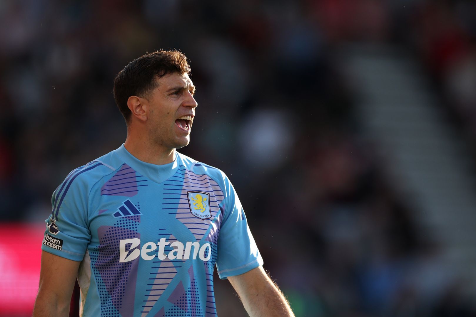 BOURNEMOUTH, ENGLAND - MAY 10: Emiliano Martinez of Aston Villa in action during the Premier League match between AFC Bournemouth and Aston Villa FC at Vitality Stadium on May 10, 2025 in Bournemouth, England.