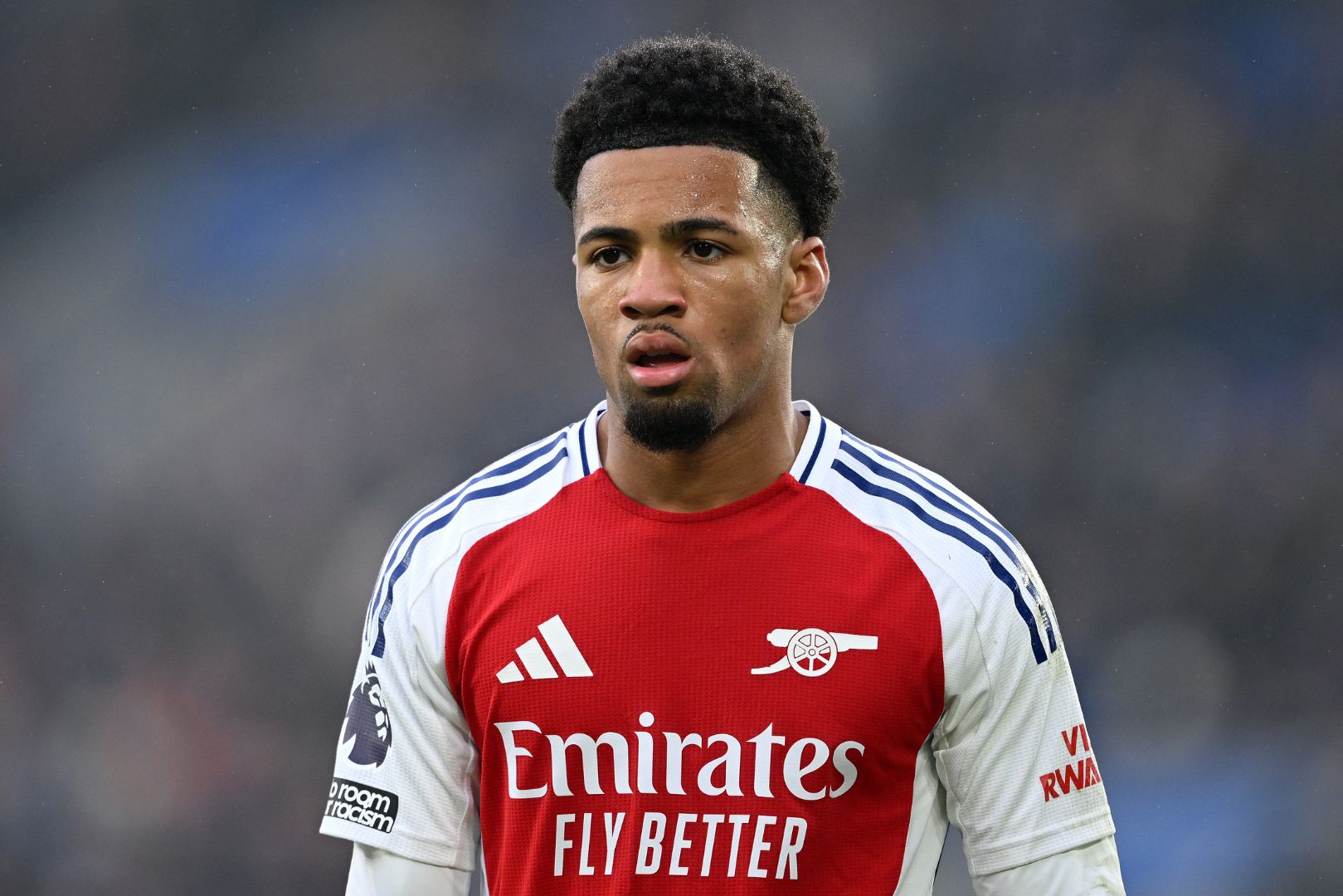 LEICESTER, ENGLAND - FEBRUARY 15: Ethan Nwaneri of Arsenal during the Premier League match between Leicester City FC and Arsenal FC at The King Power Stadium on February 15, 2025 in Leicester, England.