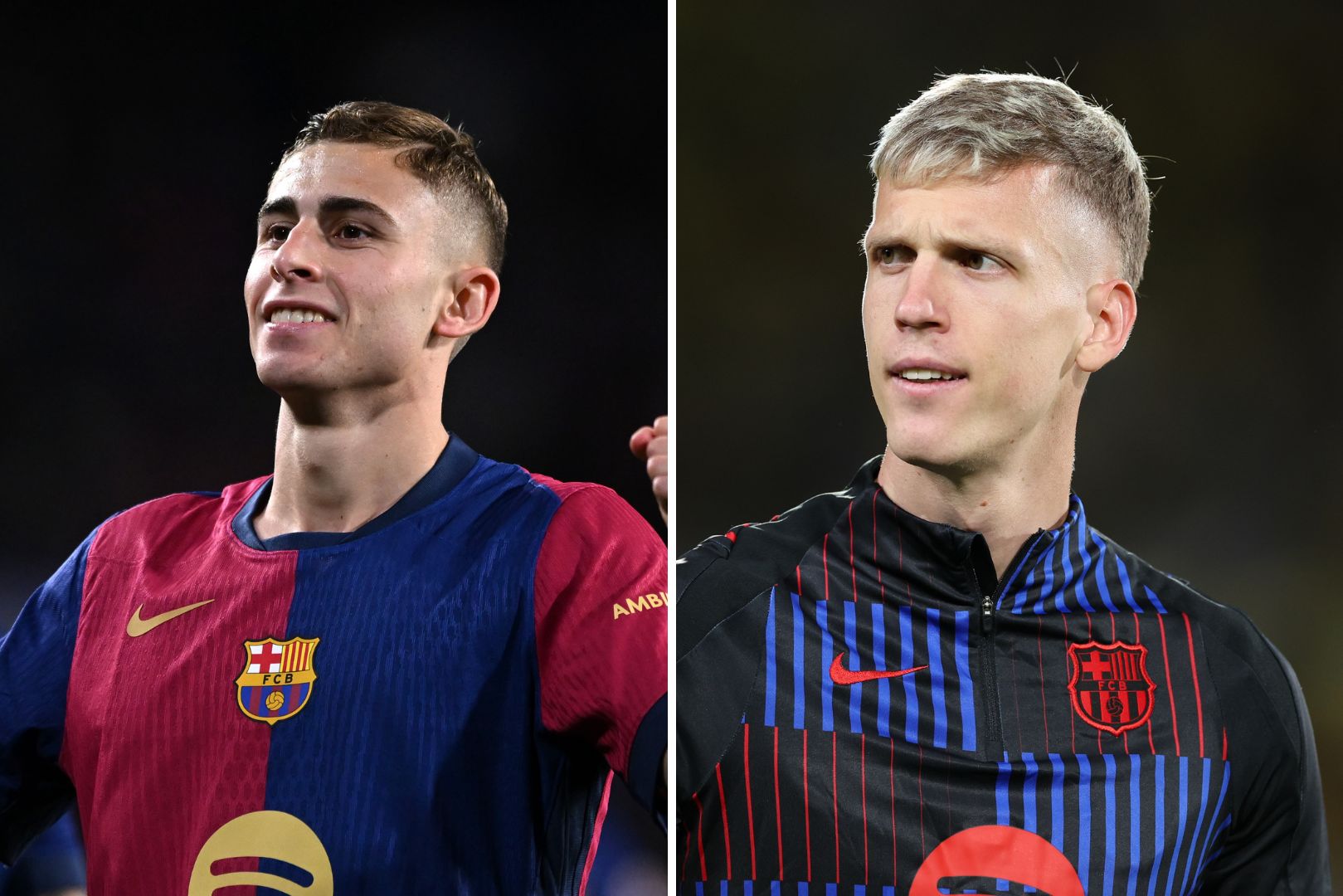Barcelona midfielders Fermin Lopez and Dani Olmo.