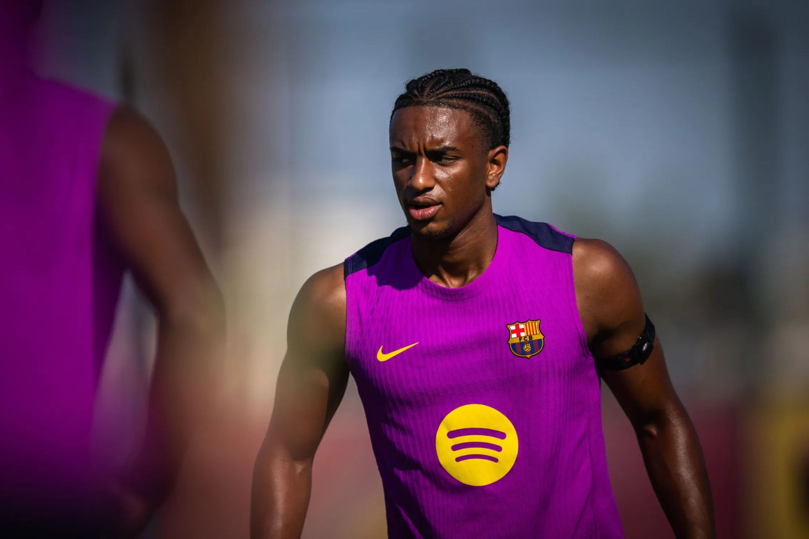 Barcelona defender Alejandro Balde during a training session of 2025 preseason.