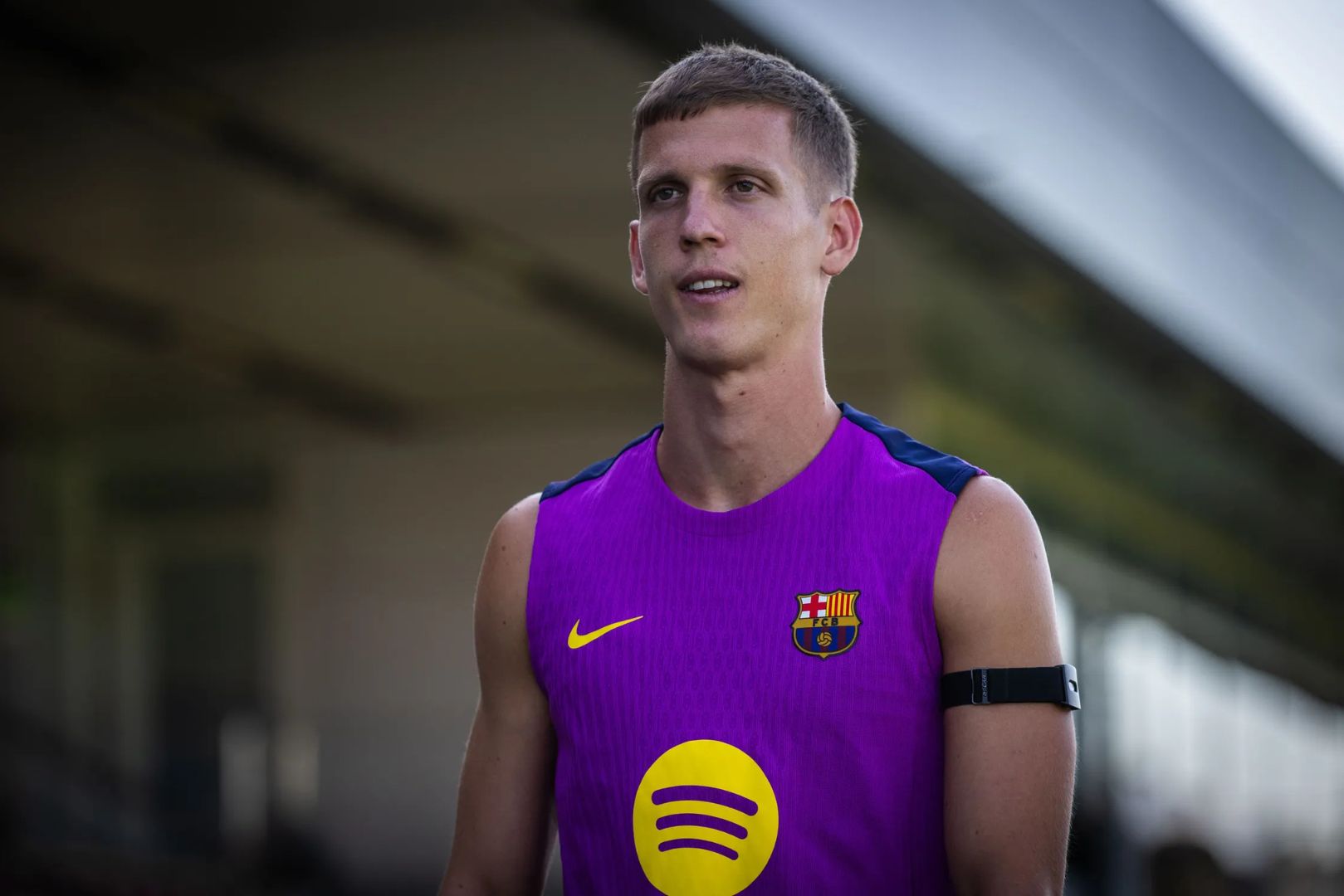 Barcelona midfielder Dani Olmo during first training session of 2025 preseason.