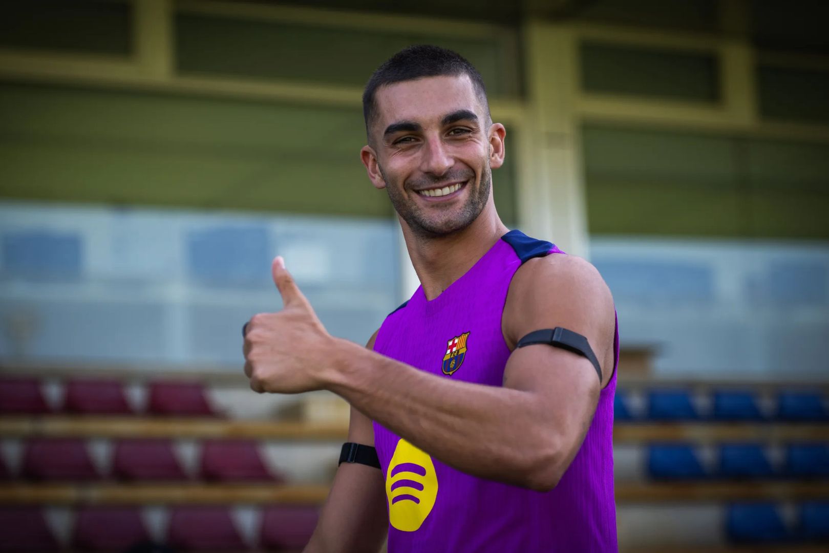 Barcelona forward Ferran Torres during first training session of 2025 preseason.