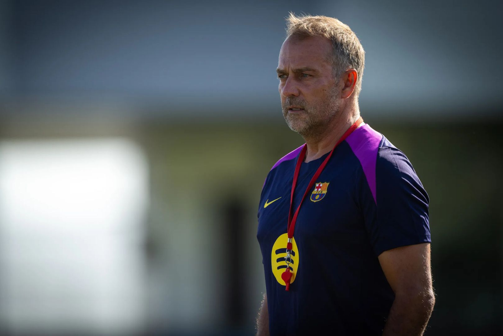 Barcelona manager Hansi Flick durning a training session.
