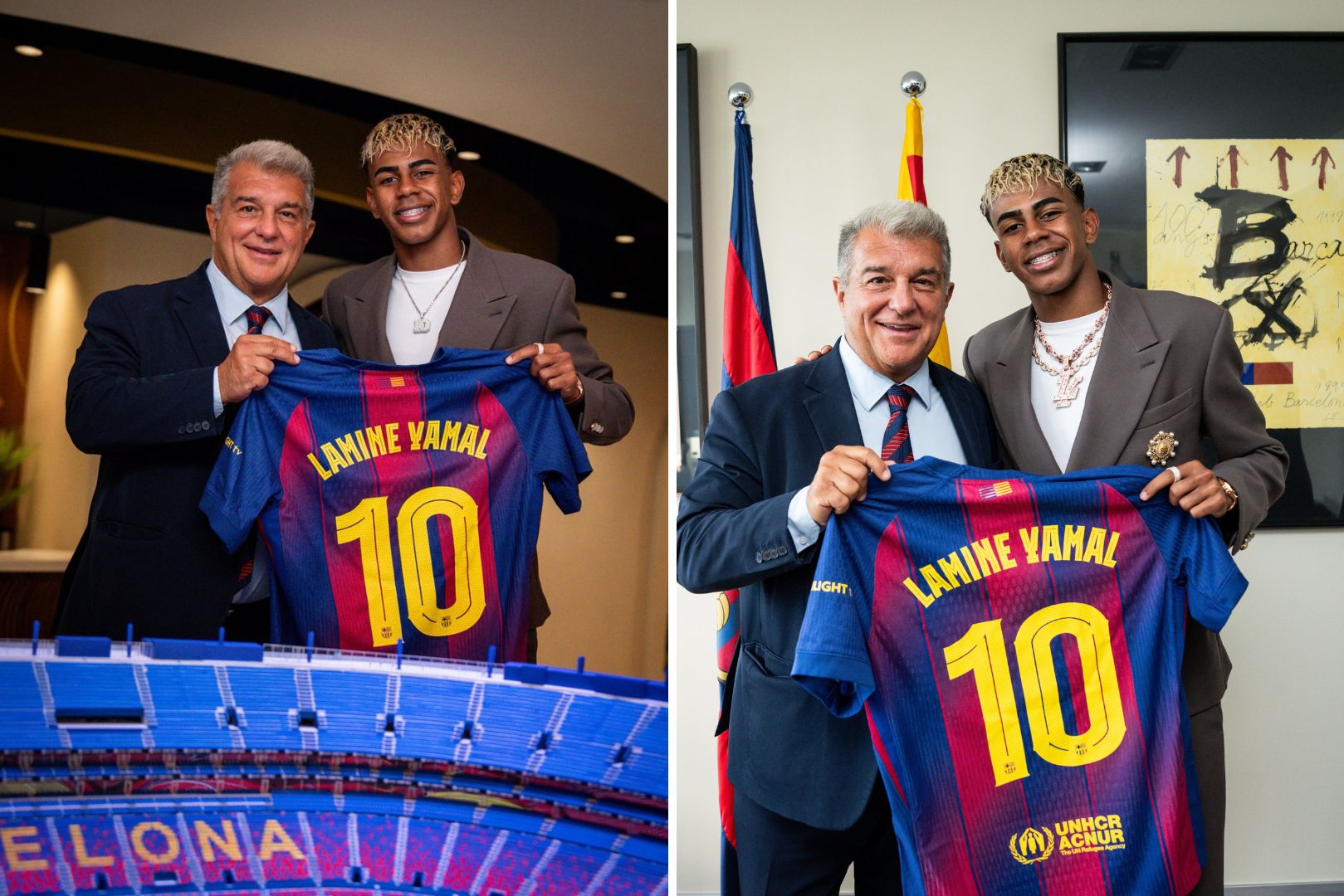 Laporta Hands Lamine Yamal the Legendary No. 10 Jersey at Barcelona.