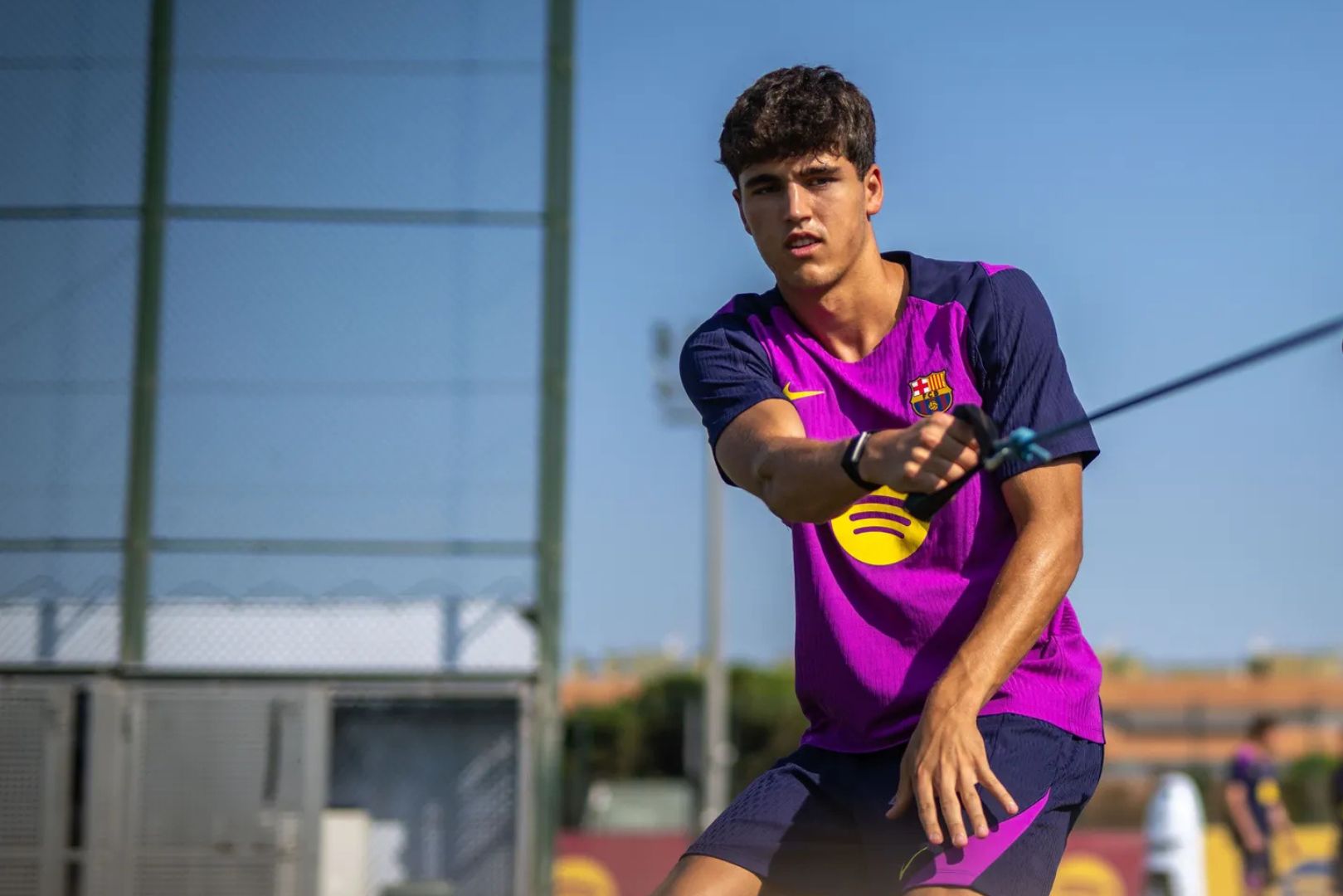 Barcelona defender Pau Cubarsi during a training session of 2025 preseason.