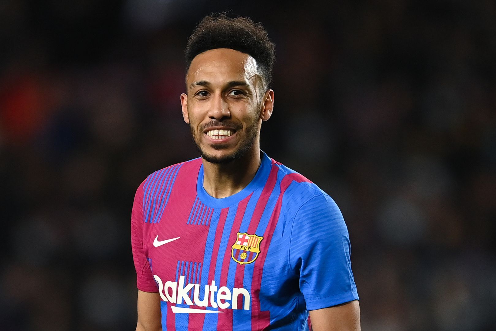 BARCELONA, SPAIN - MARCH 13: Pierre-Emerick Emiliano François Aubameyang of FC Barcelona looks on during the LaLiga Santander match between FC Barcelona and CA Osasuna at Camp Nou on March 13, 2022 in Barcelona, Spain.