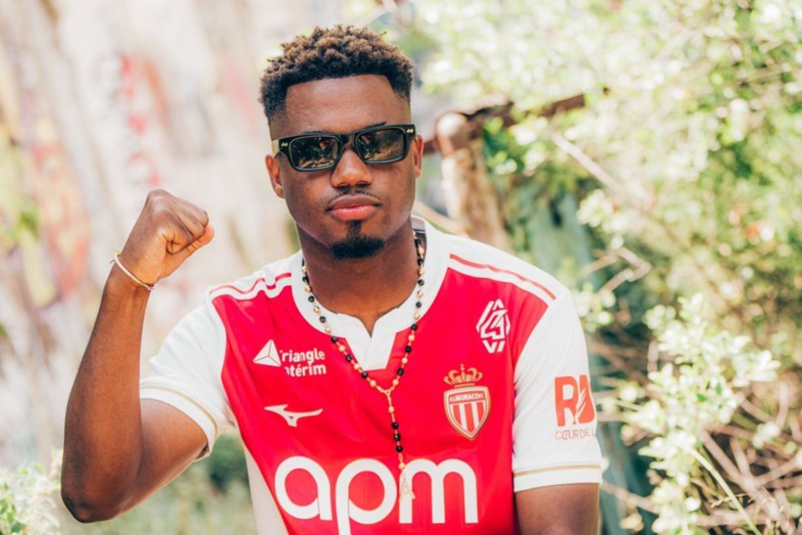 Barcelona loanee Ansu Fati wearing AS Monaco jersey after his loan move to the Ligue 1 club.