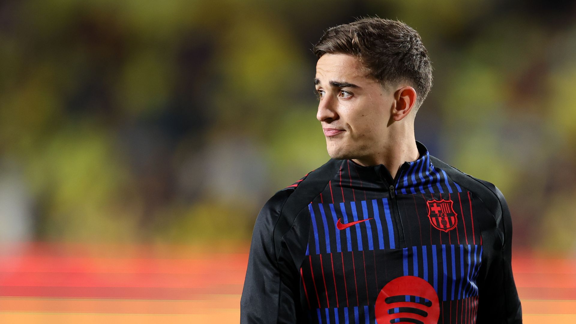 LAS PALMAS, SPAIN - FEBRUARY 22: Pablo Martin Paez Gavira Gavi of FC Barcelona looks on prior to the LaLiga match between UD Las Palmas and FC Barcelona at Estadio Gran Canaria on February 22, 2025 in Las Palmas, Spain.