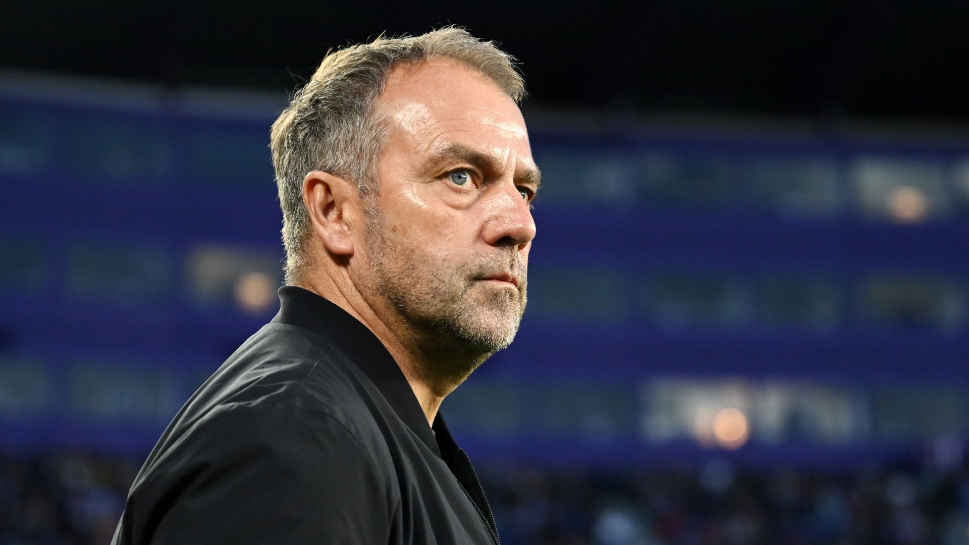 VALLADOLID, SPAIN - MAY 03: Hansi Flick, Head Coach of FC Barcelona, looks on prior to the LaLiga match between Real Valladolid CF and FC Barcelona at Jose Zorrilla on May 03, 2025 in Valladolid, Spain.