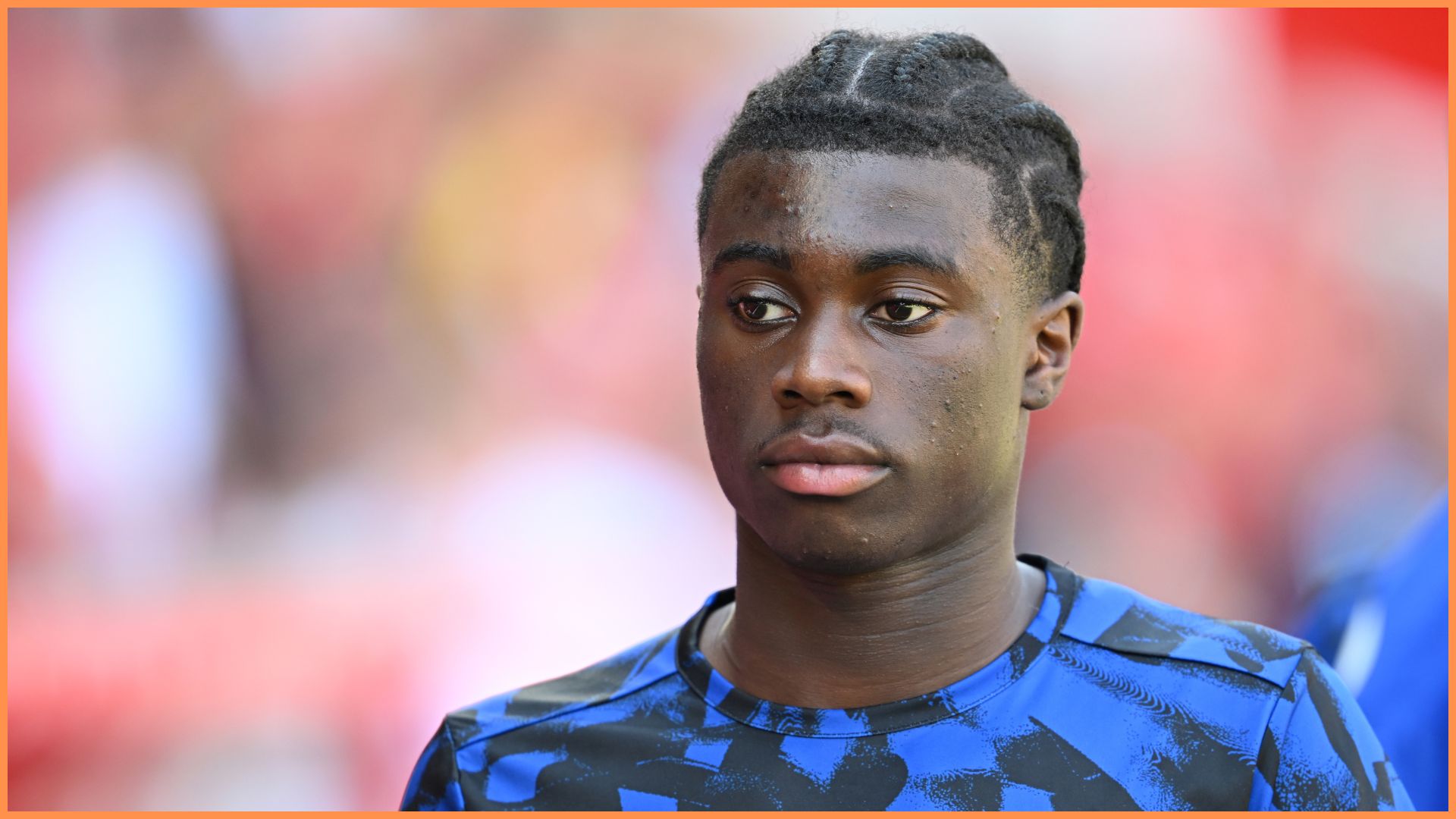 NOTTINGHAM, ENGLAND - MAY 11: Jeremy Monga of Leicester during the Premier League match between Nottingham Forest FC and Leicester City FC at City Ground on May 11, 2025 in Nottingham, England.