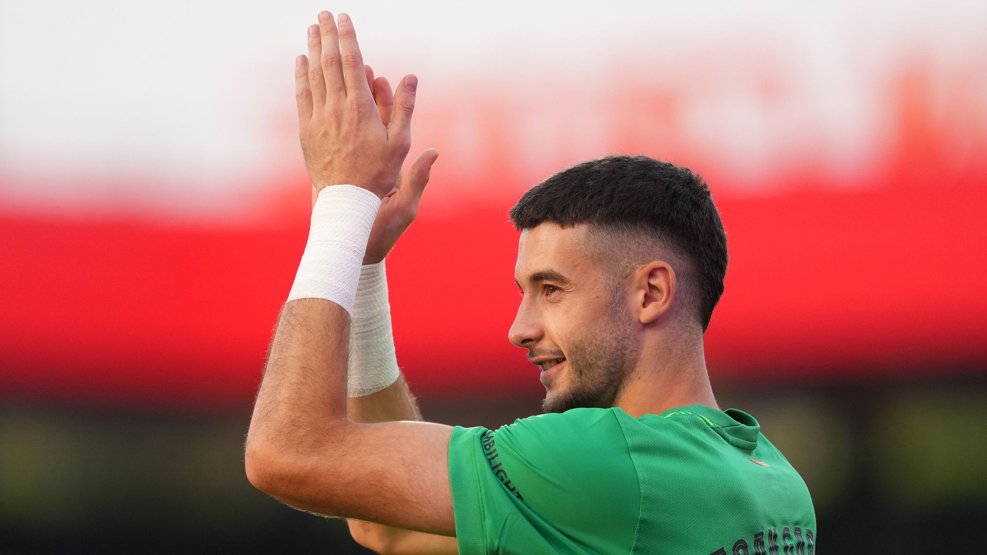 Joan Garcia is presented to the fans prior to the Joan Gamper Trophy match between FC Barcelona and Como1907 at Estadi Johan Cruyff.