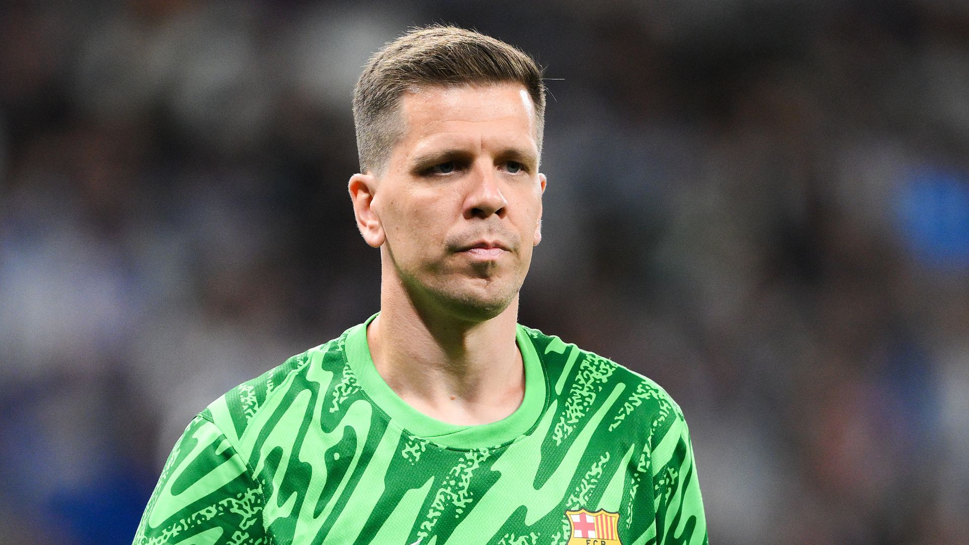 Wojciech Szczesny of FC Barcelona looks on during the LaLiga match between RCD Espanyol de Barcelona and FC Barcelona at RCDE Stadium.