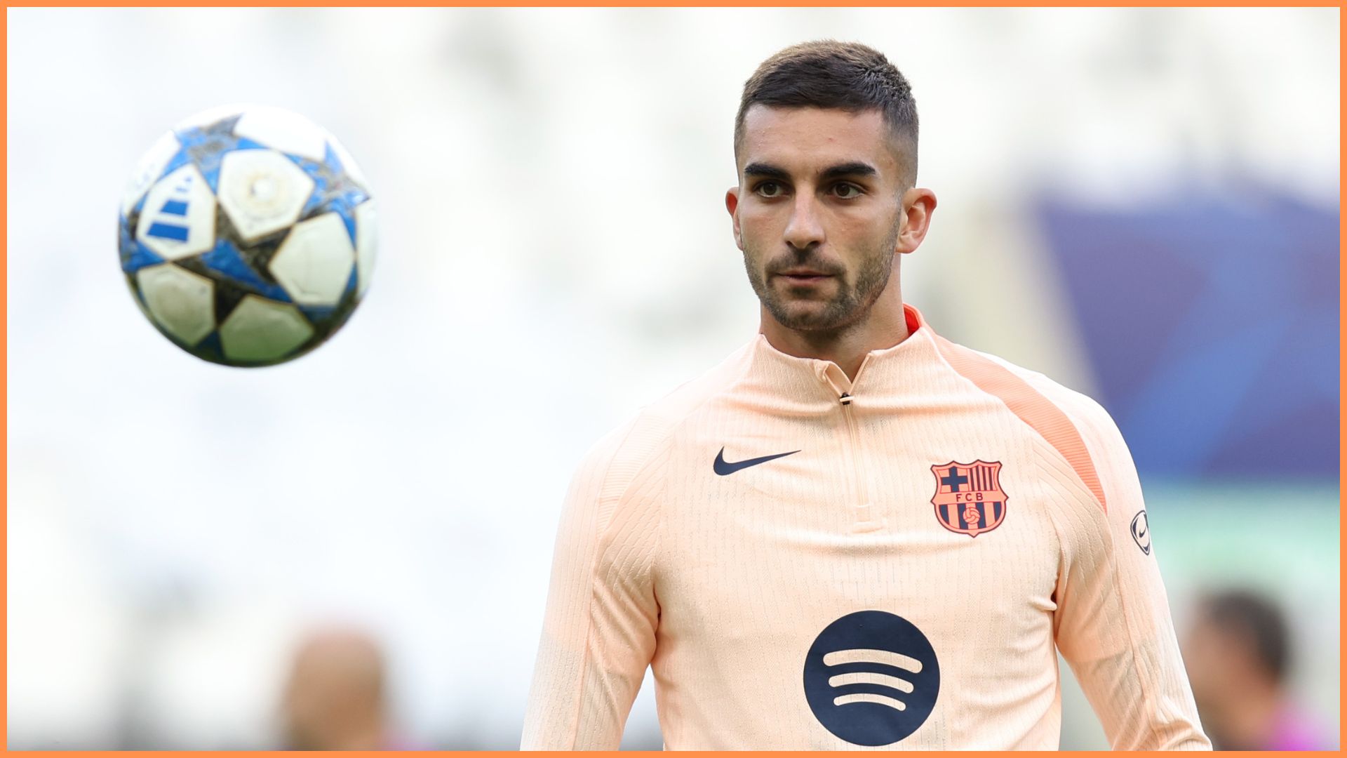NEWCASTLE UPON TYNE, ENGLAND - SEPTEMBER 17: Ferran Torres of FC Barcelona takes part in an exercise during a training session ahead of the UEFA Champions League 2025/26 League Phase MD1 against Newcastle United at St James' Park on September 17, 2025 in Newcastle upon Tyne, England.
