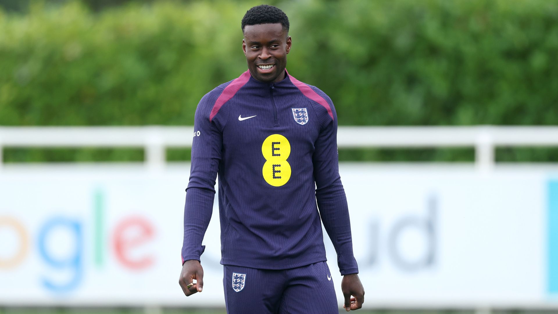 BURTON UPON TRENT, ENGLAND - SEPTEMBER 03: Marc Guehi of England looks on during a training session at St George's Park on September 03, 2025 in Burton upon Trent, England.