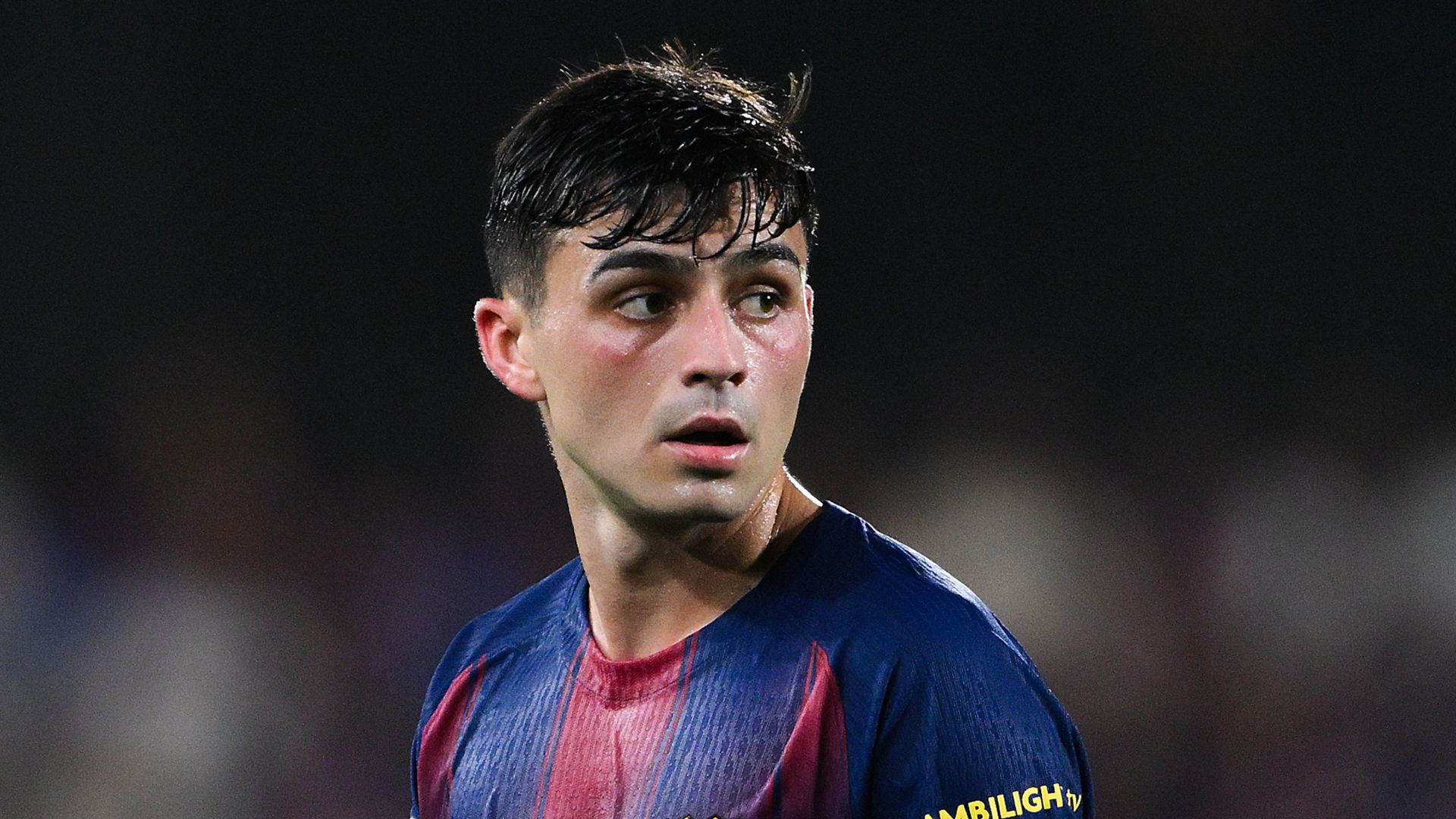 BARCELONA, SPAIN - SEPTEMBER 14: Pedri of FC Barcelona looks on during the LaLiga EA Sports match between FC Barcelona and Valencia CF at Estadi Johan Cruyff on September 14, 2025 in Barcelona, Spain.