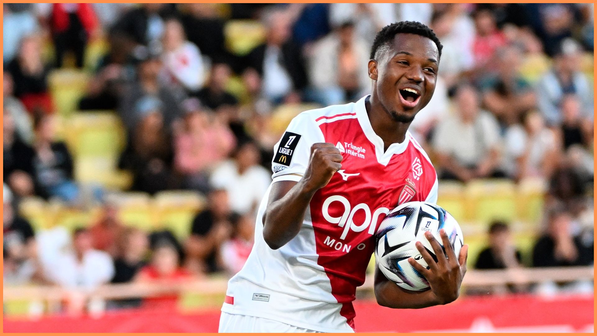 Barcelona loanee Ansu Fati celebrating after scoring a gaol for AS Monaco.