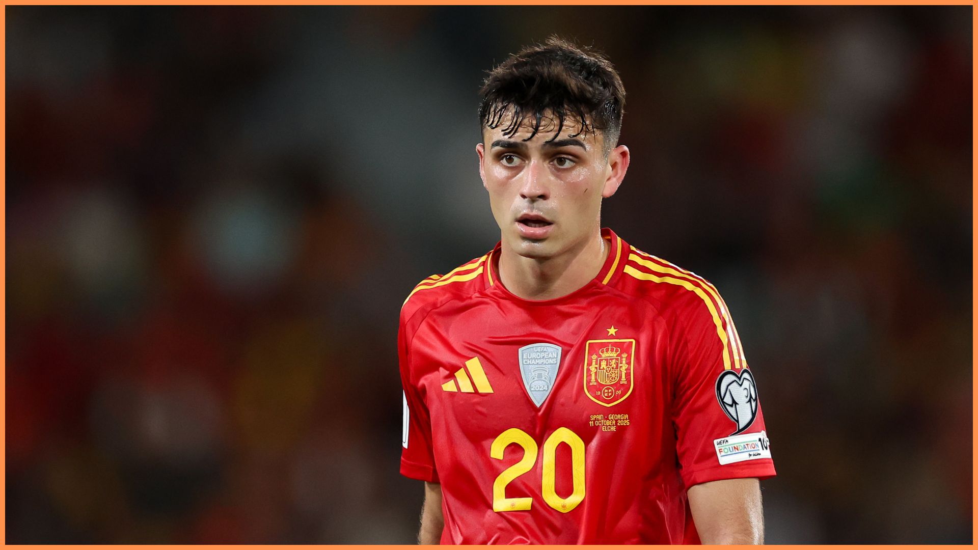 Barcelona midfielder Pedri representing Spain.