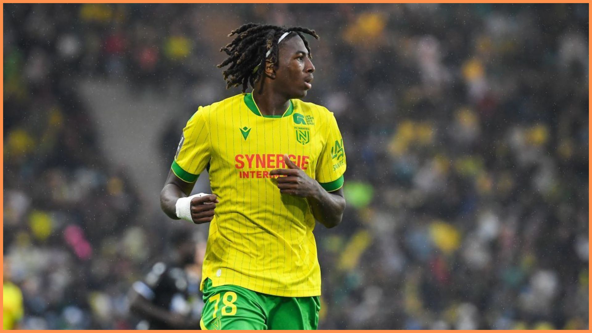 Tylel TATI of Nantes during the Ligue 1 McDonald's match between Nantes and Auxerre at Stade de la Beaujoire on August 30, 2025 in Nantes, France.