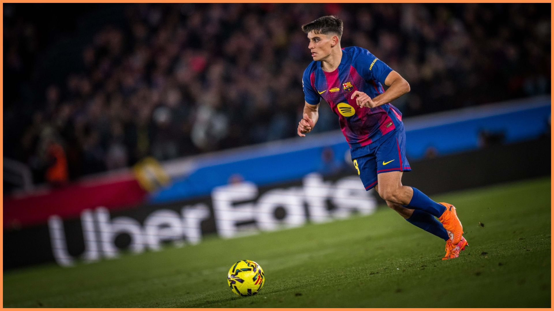 Gerard Martin plays during the match between FC Barcelona and Athletic Club, corresponding to week 13 of LaLiga EA Sports, at the Spotify Camp Nou, in Barcelona, Spain, on November 22, 2025.