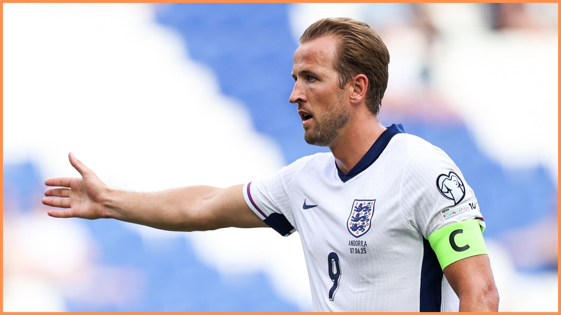 BARCELONA, SPAIN - JUNE 07: Harry Kane of England reacts during the FIFA World Cup 2026 European Qualifier between Andorra and England at RCDE Stadium on June 07, 2025 in Barcelona, Spain.