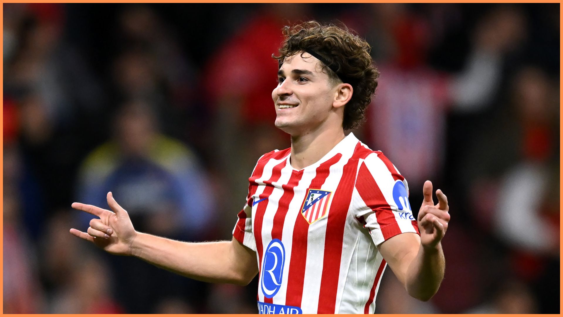 MADRID, SPAIN - NOVEMBER 04: Julian Alvarez of Atletico de Madrid celebrates scoring his team's first goal during the UEFA Champions League 2025/26 League Phase MD4 match between Atletico de Madrid and R. Union Saint-Gilloise at Estadio Metropolitano on November 04, 2025 in Madrid, Spain.