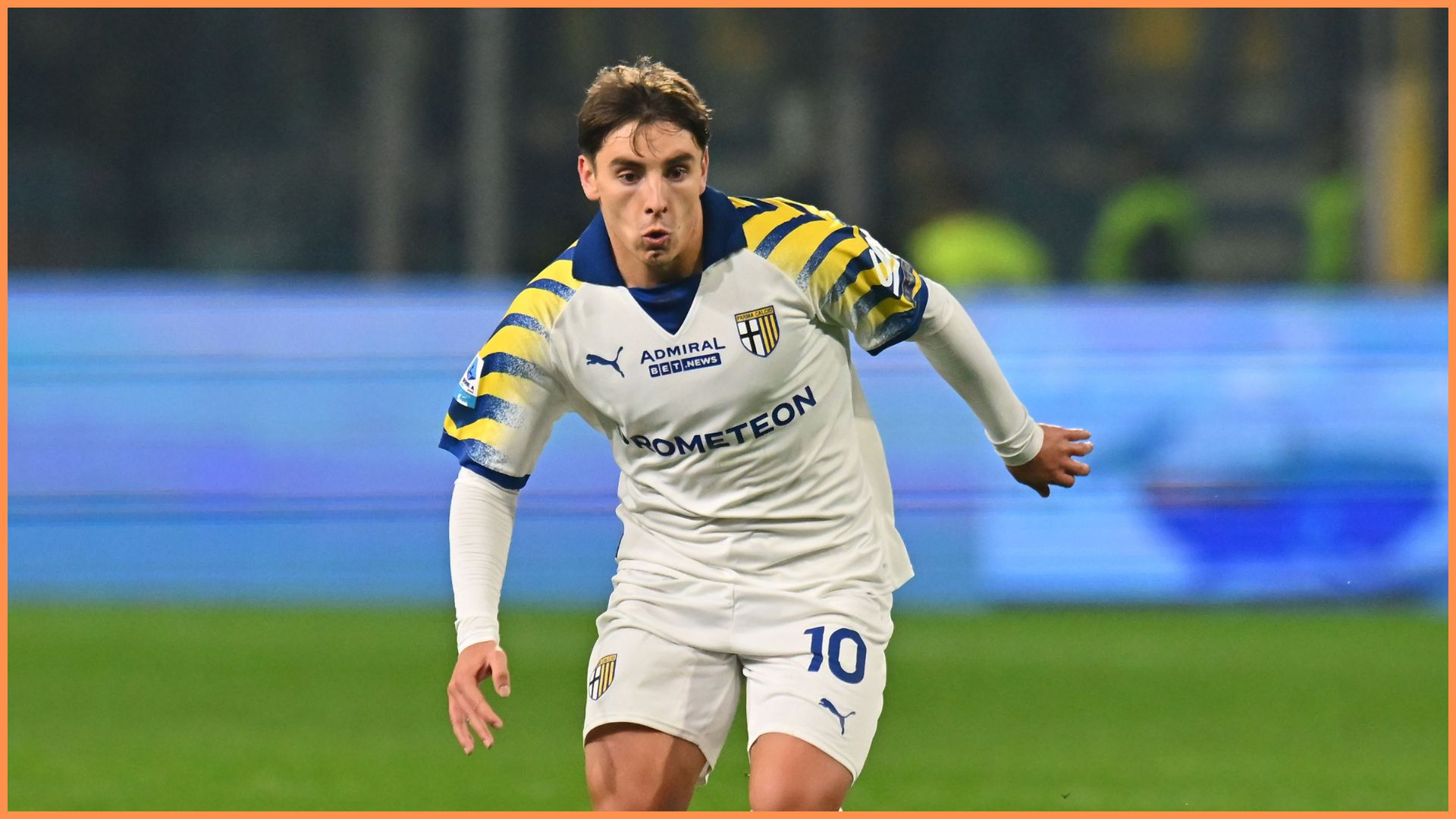 PARMA, ITALY - DECEMBER 13: Adrian Bernabe of Parma Calcio during the Serie A match between Parma Calcio 1913 and SS Lazio at Stadio Ennio Tardini on December 13, 2025 in Parma, Italy.