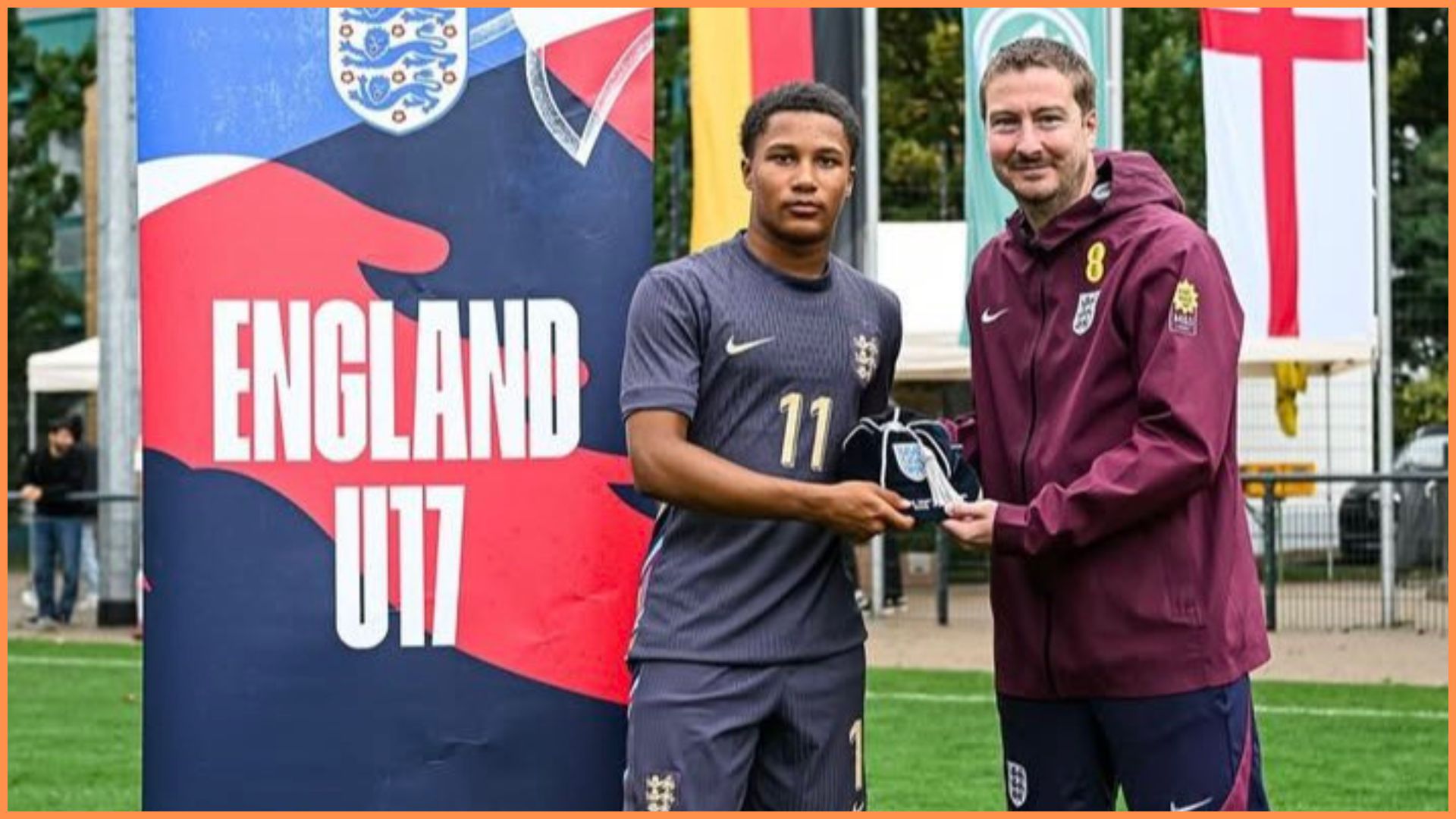 Ajay Tavares receiving his England U17 Cap.