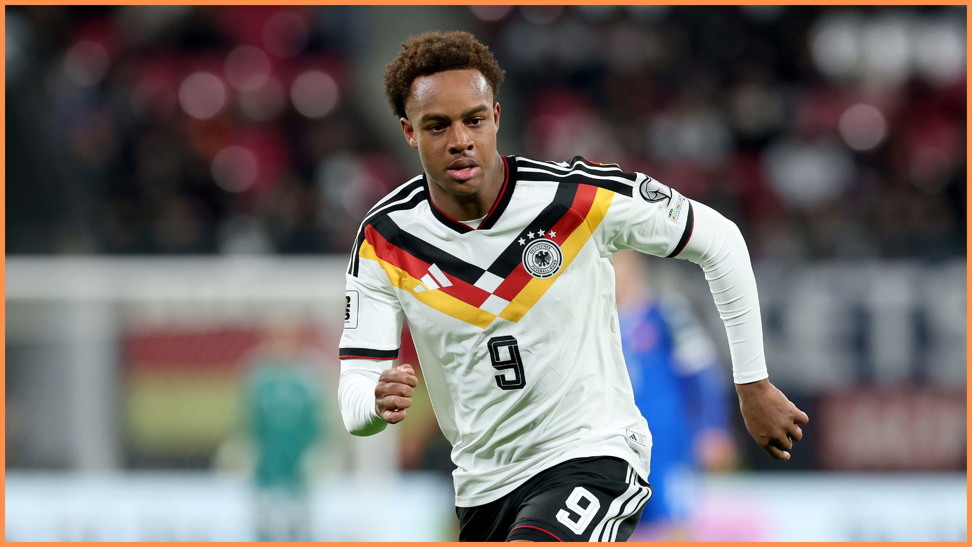 LEIPZIG, GERMANY - NOVEMBER 17: Assan Ouedraogo of Germany looks on during the FIFA World Cup 2026 qualifier match between Germany and Slovakia at Red Bull Arena on November 17, 2025 in Leipzig, Germany.
