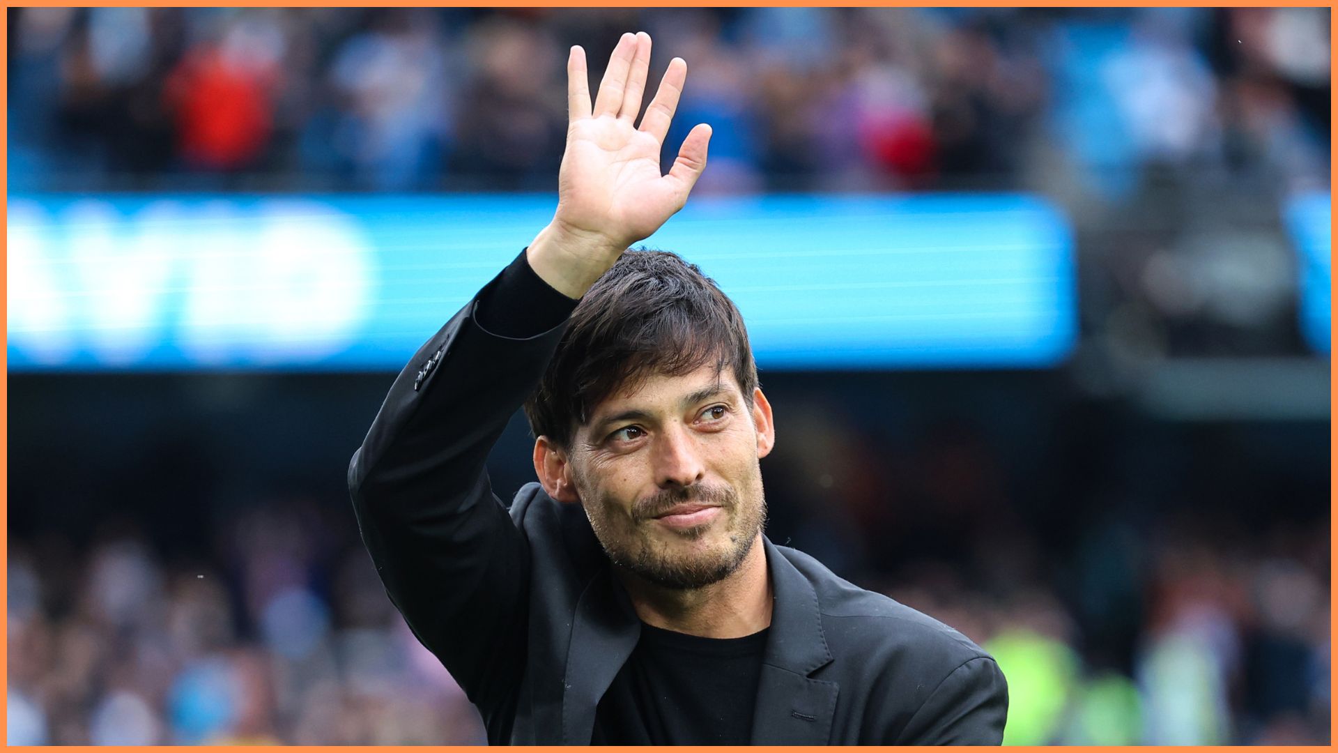 MANCHESTER, ENGLAND - MAY 04: David Silva waves to the fans prior to the Premier League match between Manchester City and Wolverhampton Wanderers at Etihad Stadium on May 04, 2024 in Manchester, England.