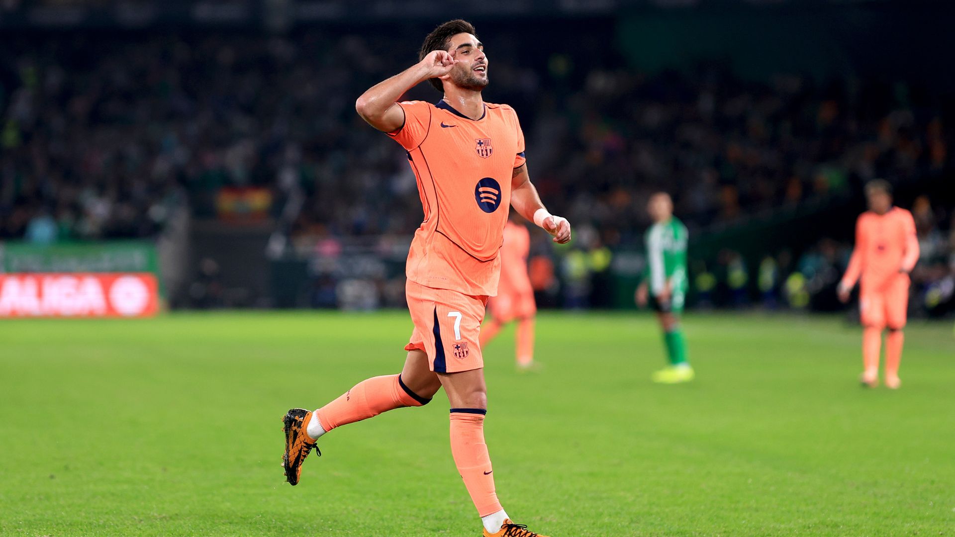 SEVILLE, SPAIN - DECEMBER 06: Ferran Torres of FC Barcelona celebrates scoring his team's fourth goal, completing his hat-trick, during the LaLiga EA Sports match between Real Betis Balompie and FC Barcelona at Estadio La Cartuja on December 06, 2025 in Seville, Spain.