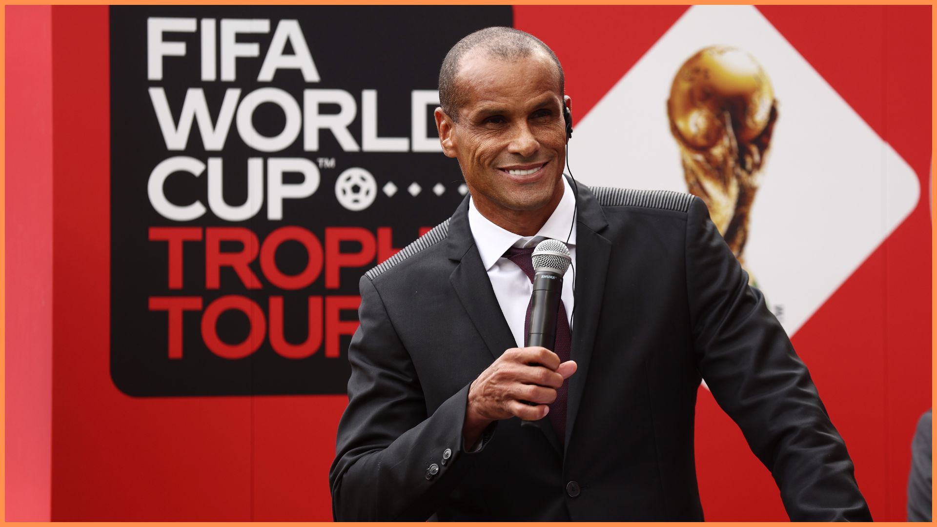 SYDNEY, AUSTRALIA - AUGUST 29: Rivaldo speaks during the FIFA World Cup Trophy Tour by Coca-Cola at Allianz Stadium on August 29, 2022 in Sydney, Australia.