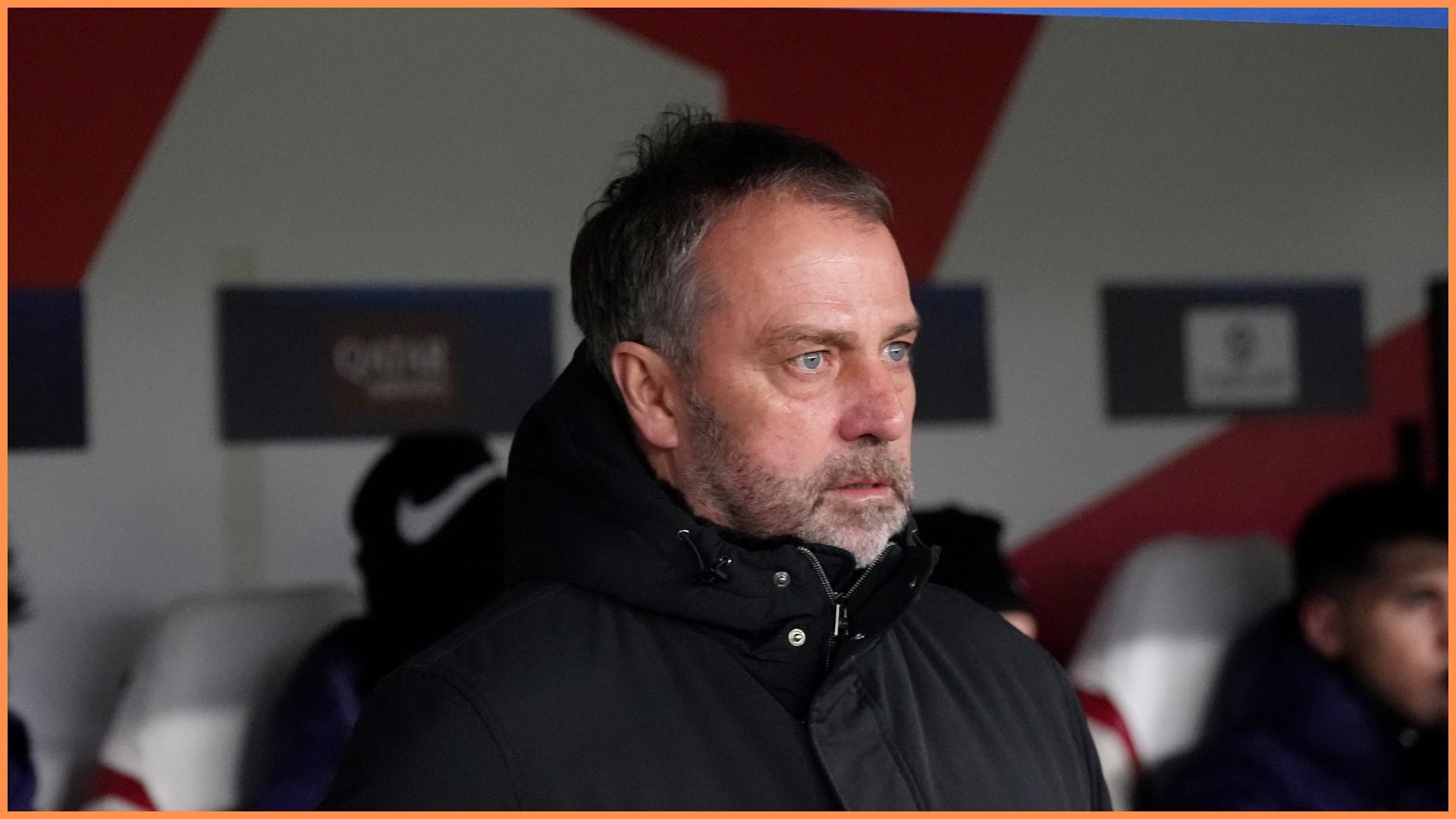 PRAGUE, CZECH REPUBLIC - JANUARY 21: Hansi Flick, Head Coach of FC Barcelona, looks on during the UEFA Champions League 2025/26 League Phase MD7 match between SK Slavia Praha and FC Barcelona at Eden Arena on January 21, 2026 in Prague, Czech Republic.