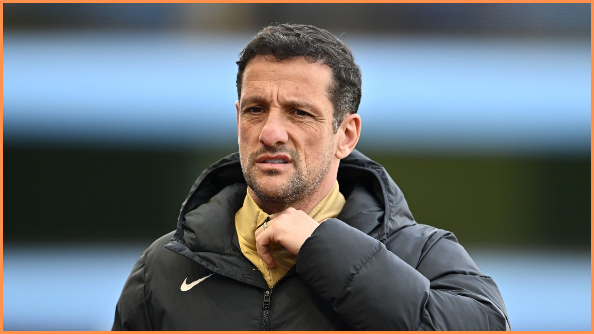 BIRMINGHAM, ENGLAND - MARCH 04: Juliano Belletti, Manager of Barcelona Atlètic, looks on prior to the UEFA Youth League Round of 16 match at Villa Park on March 04, 2025 in Birmingham, England.
