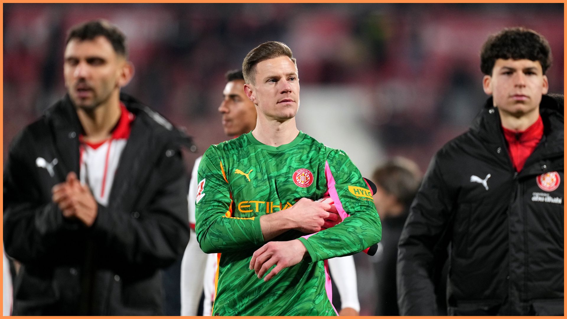 GIRONA, SPAIN - JANUARY 26: Marc-Andre ter Stegen of Girona FC looks on after the LaLiga EA Sports match between Girona FC and Getafe CF at Montilivi Stadium on January 26, 2026 in Girona, Spain
