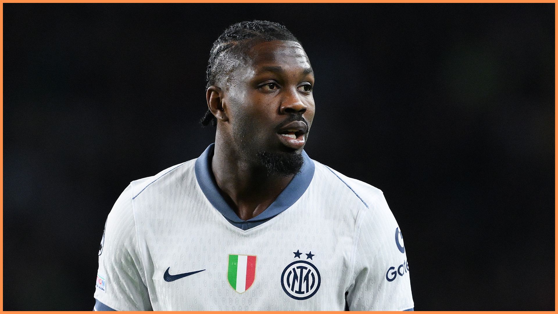 BARCELONA, SPAIN - APRIL 30: Marcus Thuram of FC Internazionale Milano looks on during the UEFA Champions League 2024/25 Semi Final First Leg match between FC Barcelona and FC Internazionale Milano at Estadi Olimpic Lluis Companys on April 30, 2025 in Barcelona, Spain.