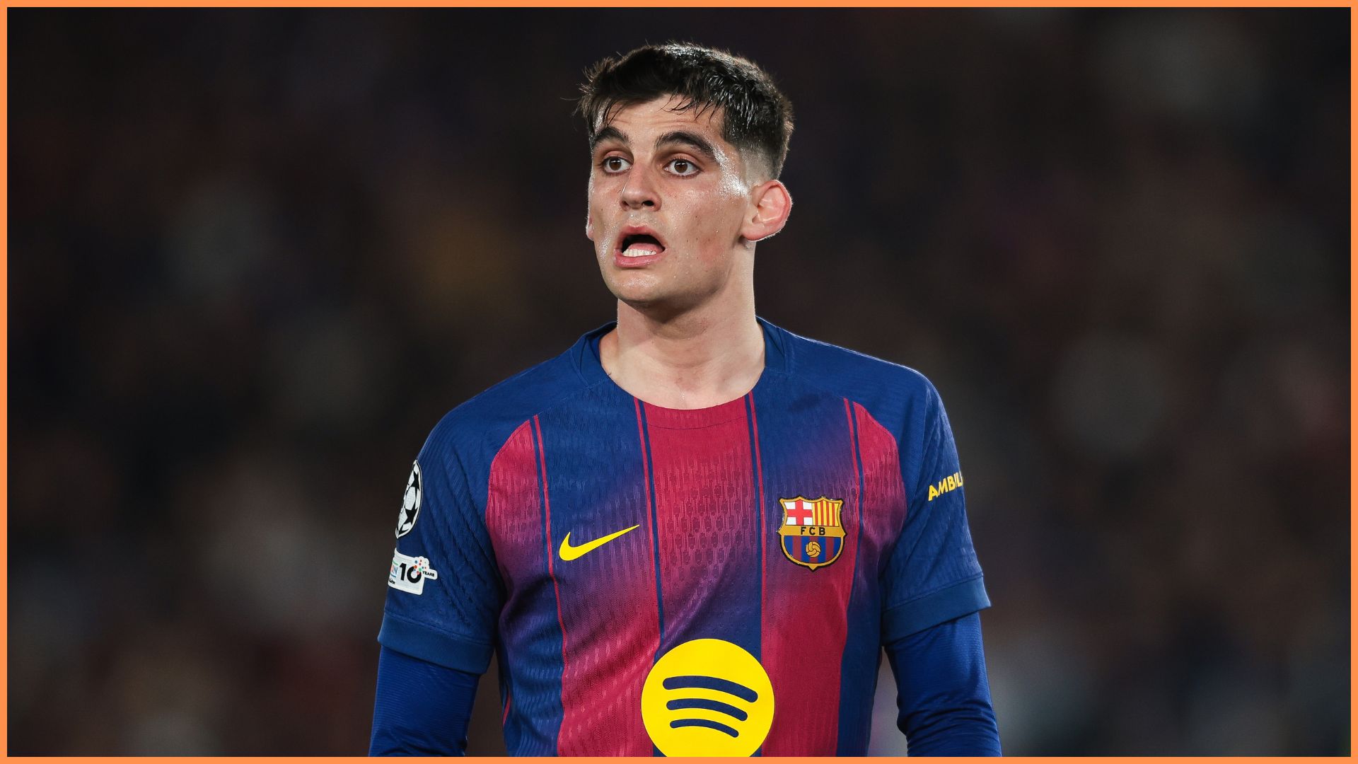 BARCELONA, SPAIN - MARCH 18: Gerard Martin of FC Barcelona looks on during the UEFA Champions League 2025/26 Round of 16 Second Leg match between FC Barcelona and Newcastle United FC at Camp Nou on March 18, 2026 in Barcelona, Spain.